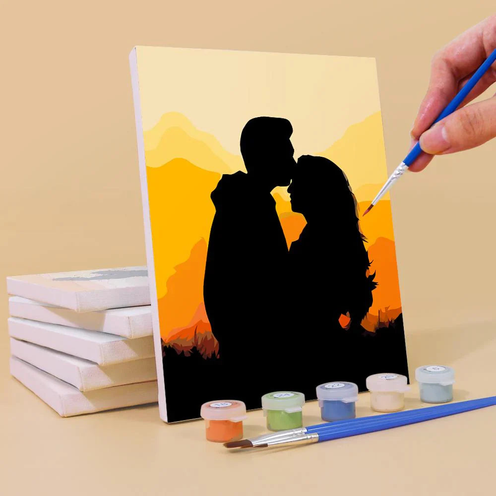 Coffret de 6 peintures par numéro “Sunset Couple”