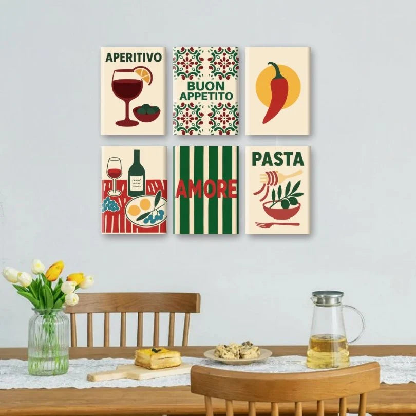 Coffret de 6 peintures par numéro “Buon Appetito”