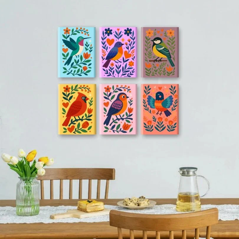 Coffret de 6 peintures par numéro “Piou-piou"