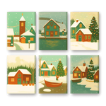 Coffret de 6 peintures par numéro “Village enneigé”