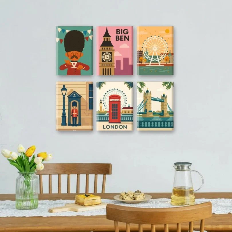 Coffret de 6 peintures par numéro “London”