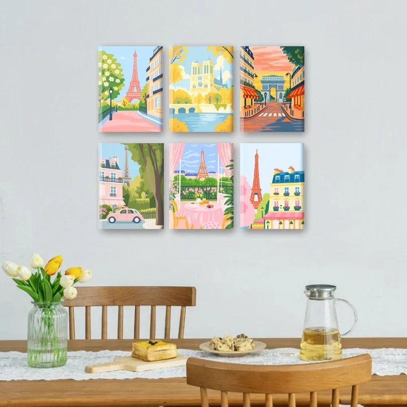 Coffret de 6 peintures par numéro “Paris est magique”