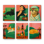 Coffret de 6 peintures par numéro “Chilling at home"
