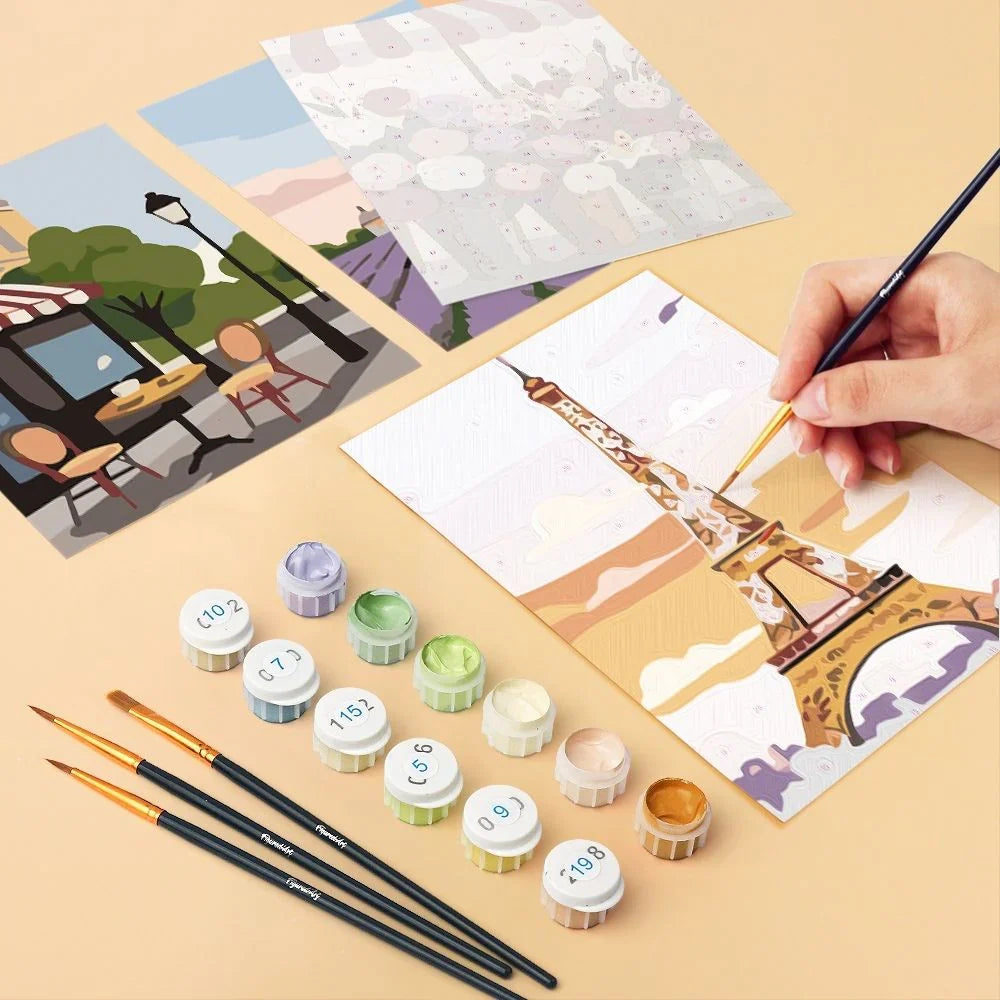 Coffret de 6 peintures par numéro “Paris t'aimes”