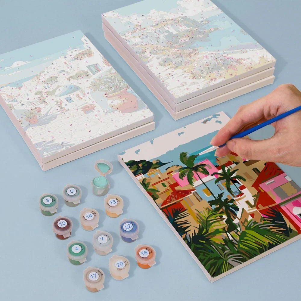 Coffret de 6 peintures par numéro “Vues Méditerranéennes”