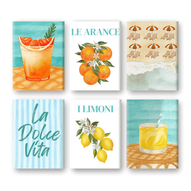 Coffret de 6 peintures par numéro “Agrumes & Mer”