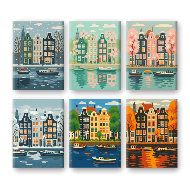 Coffret de 6 peintures par numéro “Amsterdam”