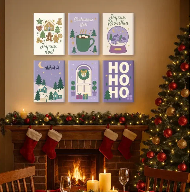 Coffret de 6 peintures par numéro “Chaleureux Noël”