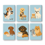 Coffret de 6 peintures par numéro “Chiot au petit déj’”