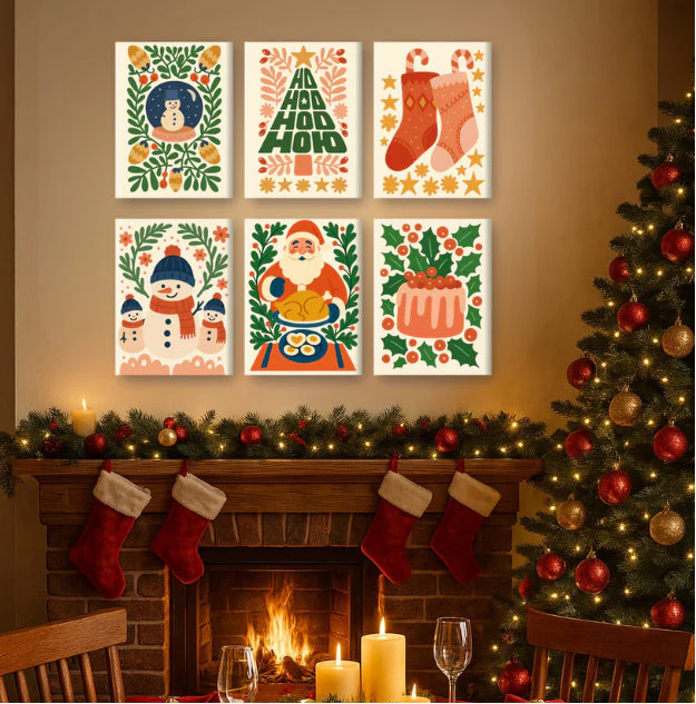 Coffret de 6 peintures par numéro “Ho-Ho-Ho”