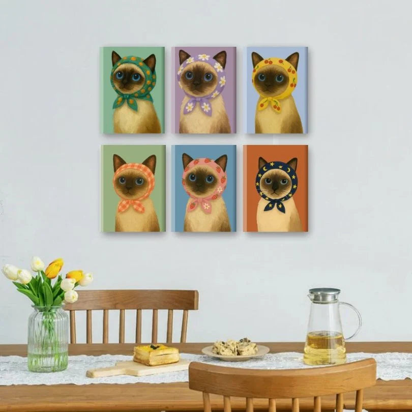 Coffret de 6 peintures par numéro “Le chat est roi”