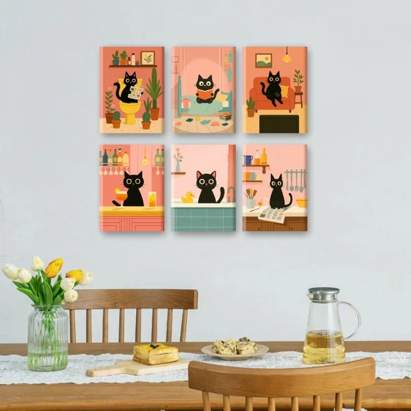 Coffret de 6 peintures par numéro “Le Chat”