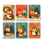 Coffret de 6 peintures par numéro “Pingouinouuu”