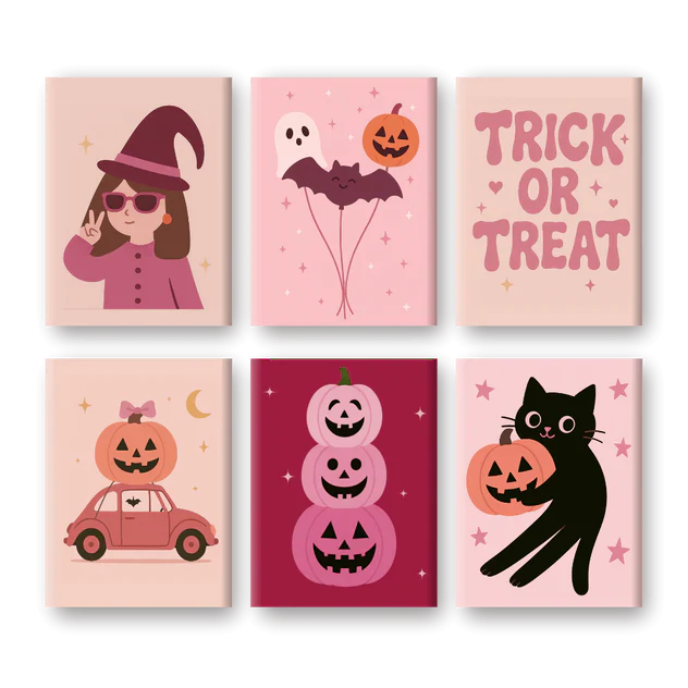 Coffret de 6 peintures par numéro “Pinkoween”