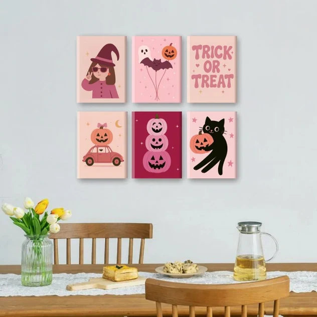 Coffret de 6 peintures par numéro “Pinkoween”