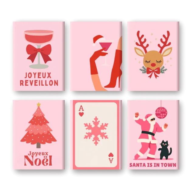 Coffret de 6 peintures par numéro “Réveillon Girly”