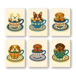 Coffret de 6 peintures par numéro “Tasses & Chiots”